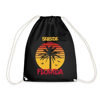 Florida Seaside Palm Ocean Surfing - Drawstring Bag - black - Front