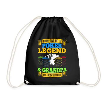 I Have Two Titles Poker Legend And Grandpa - Poker - Drawstring Bag - black - Front