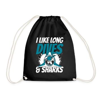 I Like Long Dives And Sharks Tauchermaske Taucher - Turnbeutel - Schwarz - Vorne
