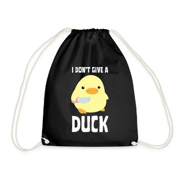 I Don't Give A Duck - Funny Duck with knife Meme - Drawstring Bag - black - Front