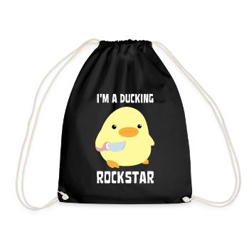 I'm A Ducking Rock Star Funny Duck with knife Meme - Drawstring Bag - black - Front