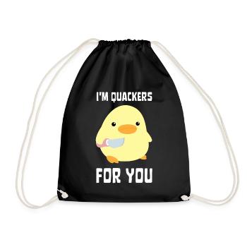 I'm Quackers For You - Funny Duck with knife Meme - Drawstring Bag - black - Front