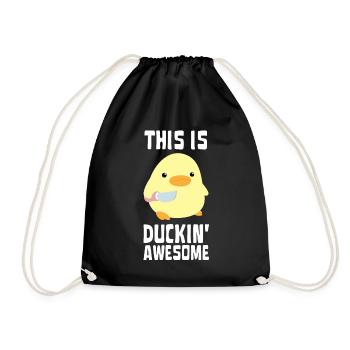 This Is Duckin' Awesome Funny Duck with knife Meme - Drawstring Bag - black - Front