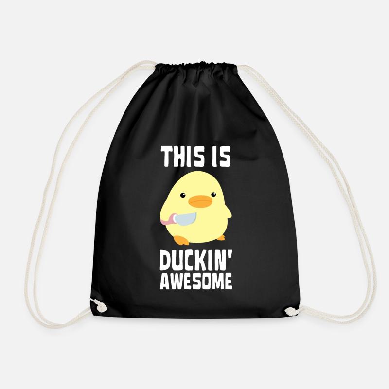 This Is Duckin' Awesome Funny Duck with knife Meme - Turnbeutel - Schwarz
