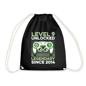 Level 9 Years Birthday Year 2014 Gamer Boy - Drawstring Bag - black - Front