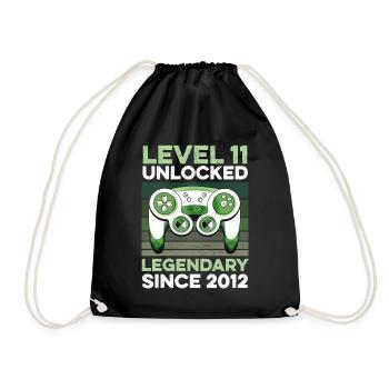Level 11 Years Birthday Year 2012 Gamer Boy - Drawstring Bag - black - Front