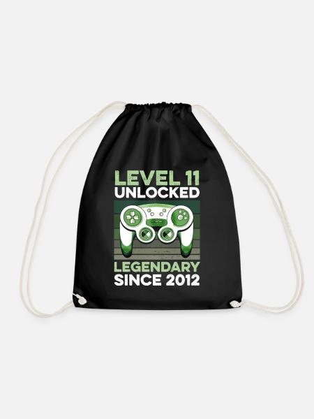 Level 11 Years Birthday Year 2012 Gamer Boy - Drawstring Bag - black