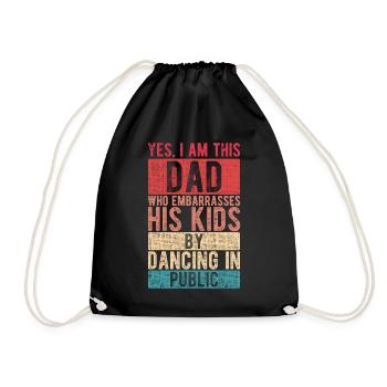 I Am This Dad Dancing Father's Day Papa Gift - Drawstring Bag - black - Front