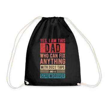 I Am This Dad Fix Anything Father's Day Dad Gift - Drawstring Bag - black - Front