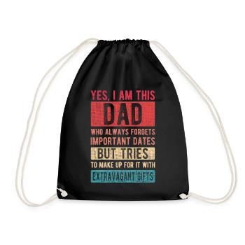 I Am This Dad Forgets Dates Father's Day Dad Gift - Drawstring Bag - black - Front