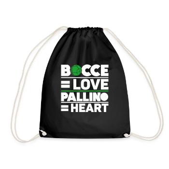 Bocce = Love, Pallino = Heart - Bocce Ball - Drawstring Bag - black - Front