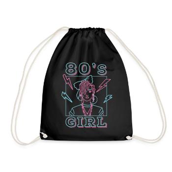 80s Girl Retro Carnival 80s Theme Party Gift - Drawstring Bag - black - Front