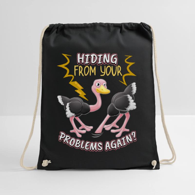 Funny Bouquet Bird-Strauss Comic Problem Solution Drawstring Bag