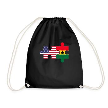Ghana American Flag, Ghana - Drawstring Bag - black - Front