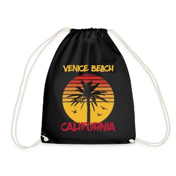 California Venice Beach Palmen Ocean Surfing - Turnbeutel - Schwarz - Vorne