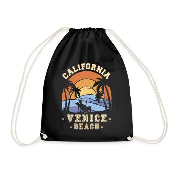 California Venice Beach Palmen Urlaub Meeresbrandu - Turnbeutel - Schwarz - Vorne
