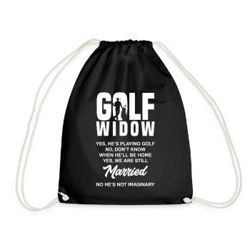 Golf Widow Funny Golfer Wife Gift - Drawstring Bag - black - Front