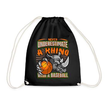 Basketball funny Rhinoceros, Rhino saying - Drawstring Bag - black - Front
