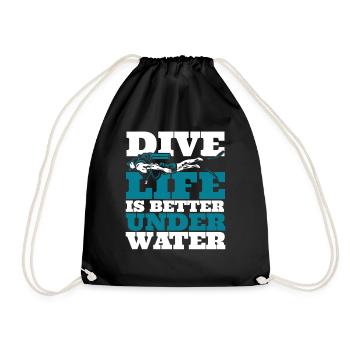 Dive Life Is Better Under Water Diving Fins - Drawstring Bag - black - Front