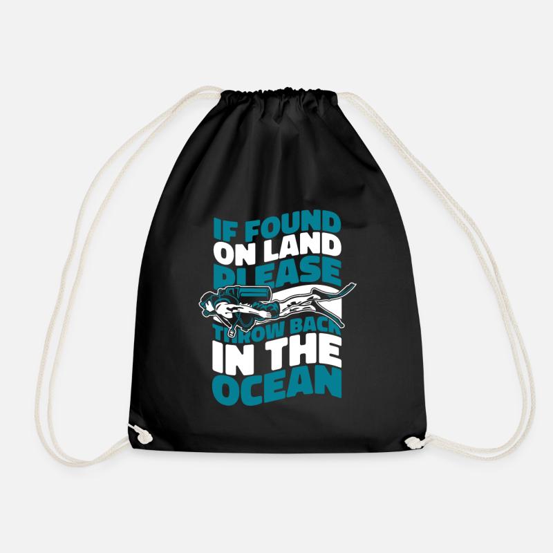 If Found On Land Please Throw Back In Ocean - Turnbeutel - Schwarz