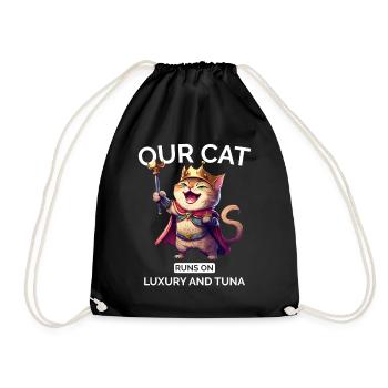 Cat Mom Dad Cartoon Cat Laughing - Drawstring Bag - black - Front