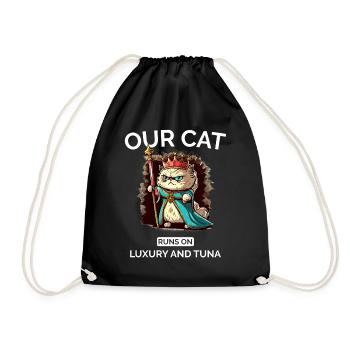 Cat Mom Dad Cut Royal Cat - Drawstring Bag - black - Front