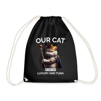 Cat Mom Dad Royal Cat - Drawstring Bag - black - Front