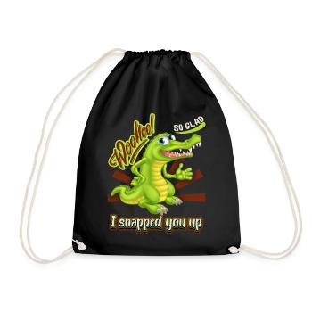 Krokodil-Crocodile, lustiger Spruch, Valentinstag - Turnbeutel - Schwarz - Vorne