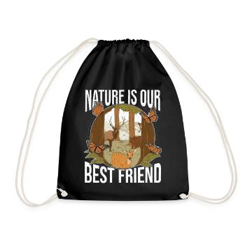 Nature is our best friend Forest Deer Day - Drawstring Bag - black - Front