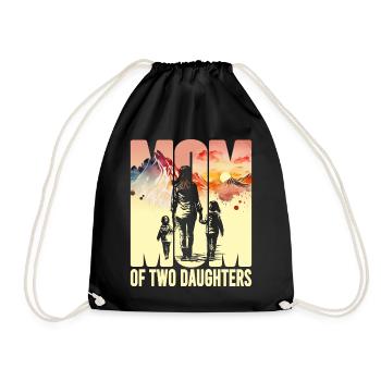 Mother with two daughters Mother's Day Mountains Mama Child - Drawstring Bag - black - Front