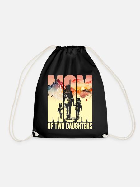 Mère avec deux filles Fête des mères Montagnes Maman Enfant - Sac de sport léger - noir