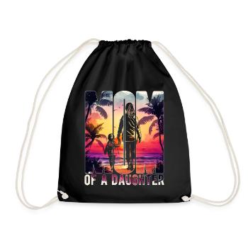 Mère avec une fille Fête des mères Maman à la plage - Sac de sport léger - noir - Devant