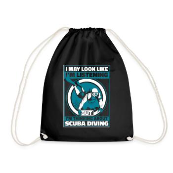 But I Think About Scuba Diving Goggles - Drawstring Bag - black - Front