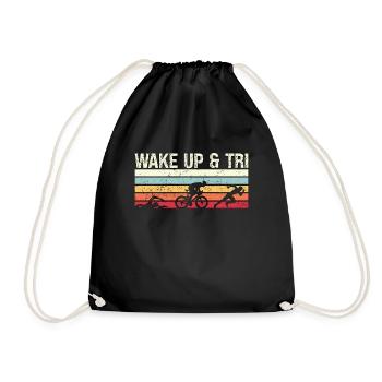 Triathlon Wake Up & Tri Retro Training Triathletes - Drawstring Bag - black - Front