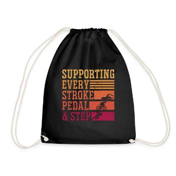 Triathlon Supporting Every Stroke Pedal & Training - Drawstring Bag - black - Front
