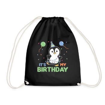 Pingouin d’anniversaire pour les enfants c’est mon anniversaire - Sac de sport léger - noir - Devant