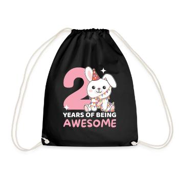 Rabbit for 2nd birthday Children two years old - Drawstring Bag - black - Front