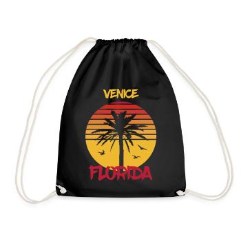 Florida-Venedig-Palmen Ozean-Surfen - Turnbeutel - Schwarz - Vorne