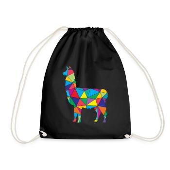 Lama Polygon Low Poly Tier - Drawstring Bag - black - Front