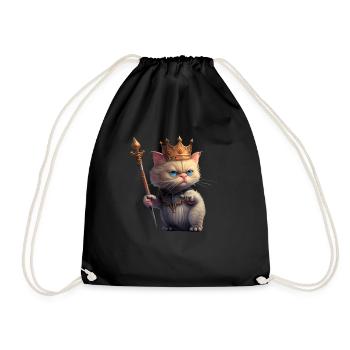 Funny Royal Cat - Drawstring Bag - black - Front