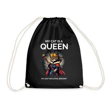 Meine Katze ist eine Königin Cartoon Queen Cat - Turnbeutel - Schwarz - Vorne