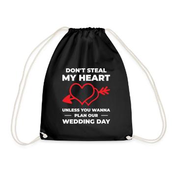 Heart Couple Wedding Relationship Romance Quotes - Drawstring Bag - black - Front