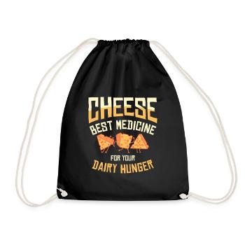 Best Medicine Cheese Foodie Dairy Cheese Lover - Drawstring Bag - black - Front