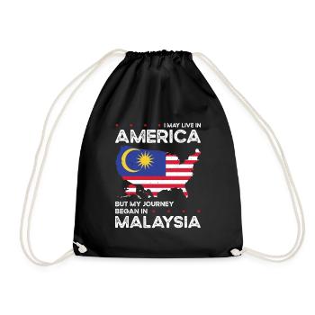 Geboren malaysisch Malaysia amerikanisch USA - Turnbeutel - Schwarz - Vorne