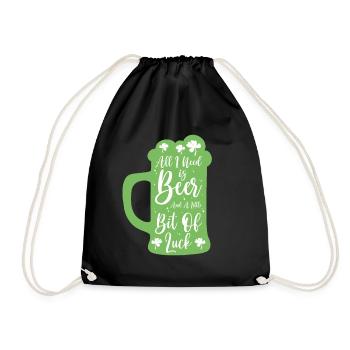 St. Patrick's Day Bier Kleeblatt Kleeblatt Glück - Turnbeutel - Schwarz - Vorne