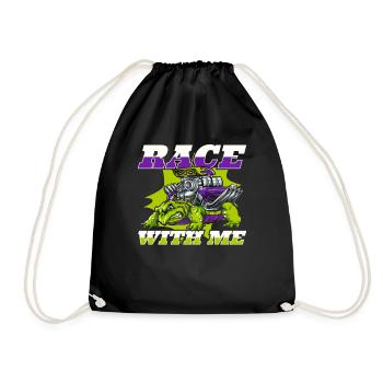 Race With Me Water Turtle Giant Tortoise - Drawstring Bag - black - Front