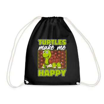Turtles Make Me Happy Tortoise Turtle - Drawstring Bag - black - Front