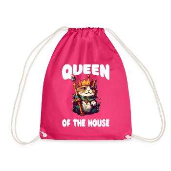 Queen Of The House Cute Cat Lover - Drawstring Bag - fuchsia - Front