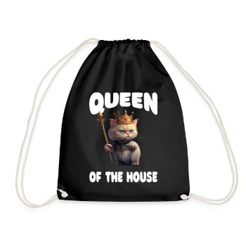 Queen Of The House Funny Royal Cat - Drawstring Bag - black - Front