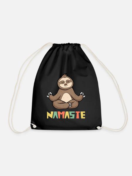 Yoga Meditation Faultier Namaste - Turnbeutel - Schwarz